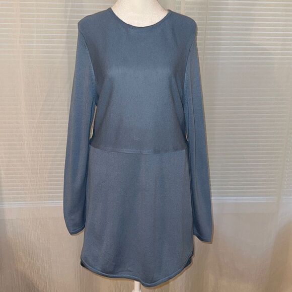 J. Jill M Light Blue Fine Knit Wool Blend Sweater Tunic - Picture 1 of 10